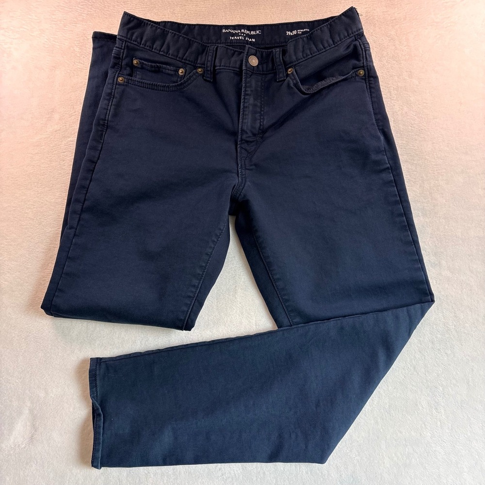 Banana Republic Travel Jean Athletic Fit Preppy Navy Blue Mens 29x30 S/599223